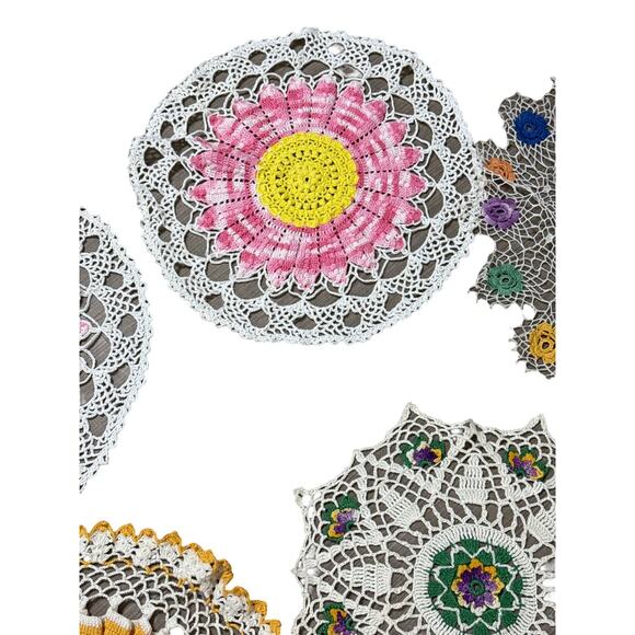 10 Piece Vintage Doily Doilies Lot Table Granny Farmhouse Crochet Floral - Picture 2 of 10